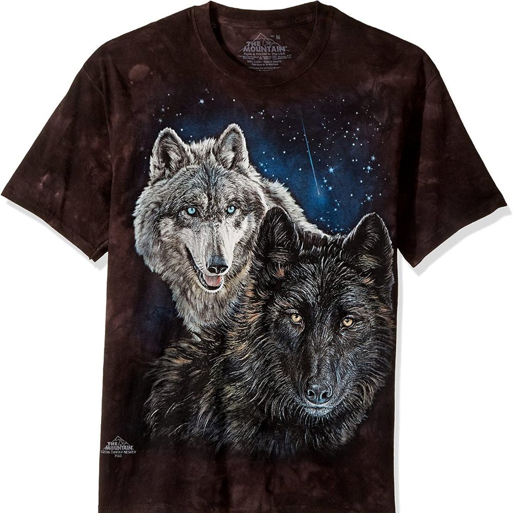 Wolf Star Wolves Pack Hunt Black Moon Night Dog Space T-Shirt Mountain S-3X
